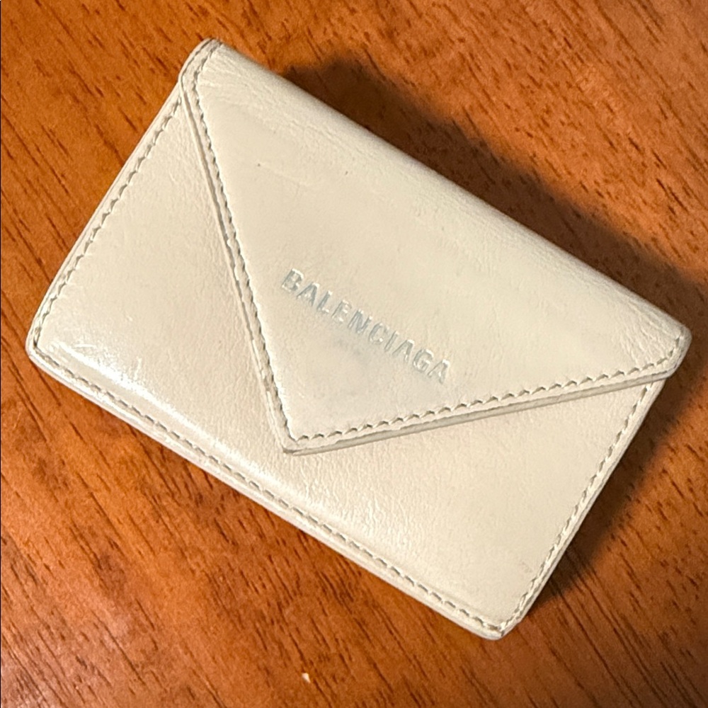 Balenciaga Beige Compact Wallet VGUC!